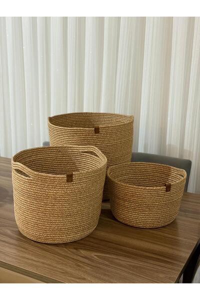 Thalia Home سلة تنظيم متعددة الأغراض من الخوص، أزرق بلون الكوبالت قطع، مجموعة...