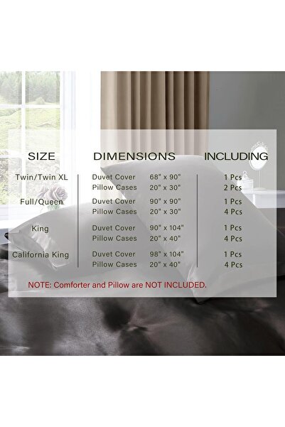 Generic Pothuiny 5-Piece Satin Duvet Cover Set Full/Queen, Black, Zipper Closure, 1 Duvet Cover + 4 Pillowca