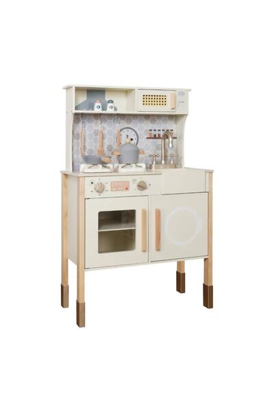 Smart Vibe MiniMosaic Atelier Wooden Children's Kitchen with LED, Sounds, Electric Stove, Montessori Accessories, 97 cm