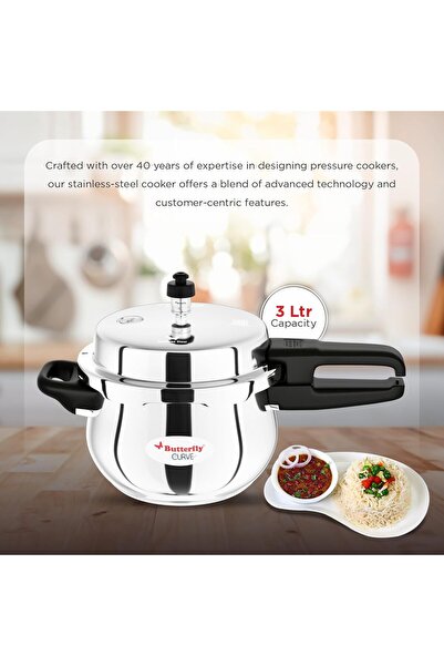 BUTTERFLY Curve 3 Liter Stainless Steel Pressure Cooker