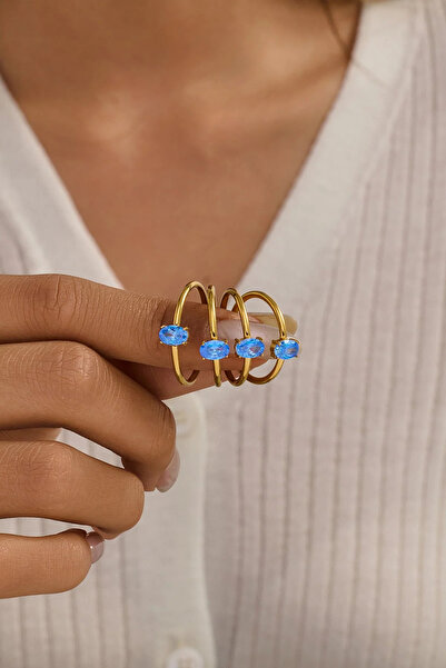 FAYRA ACCESSORIES خاتم بيضاوي الشكل من حجر الزركون قطعة واحدة 1 قطعة
