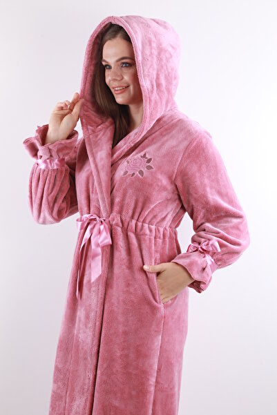 Wild Love Women's 100% Bamboo Hooded Embroidered Long Dressing Gown – Extra Soft, Belted, with Pockets