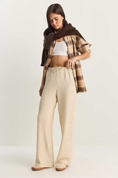 Bianco Lucci Women's Wide Leg Crinkle Knit Pants 4108 60283847