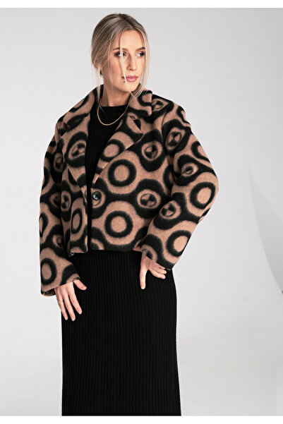 Figl Women's fleece jacket - Collared jacket - Beige jacket M1117 size L/XL