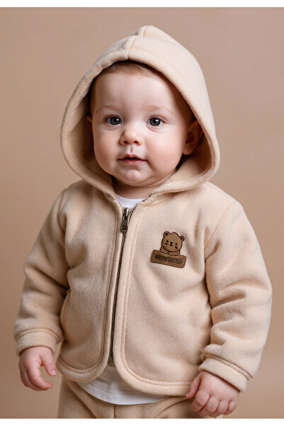 Tuabella Hooded Baby Fleece Cardigan with Zipper