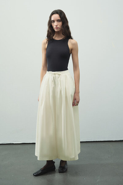 Hooopstore Cotton Relaxed Fit Cream Trousers