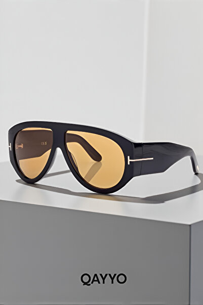 QAYYO Accessories Bronson Ford Unisex Siyah Lüx Metal Aksamlı Turuncu Cam Gün...