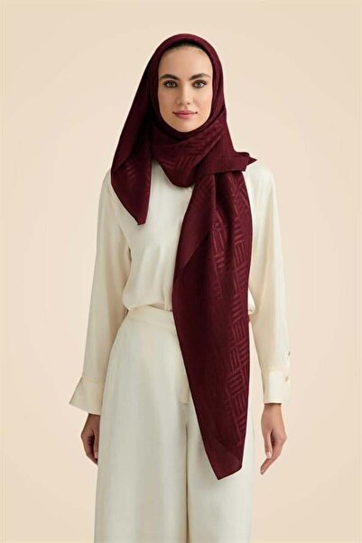 Imannoor Naia Shawl - Iman Square Patterned - Burgundy