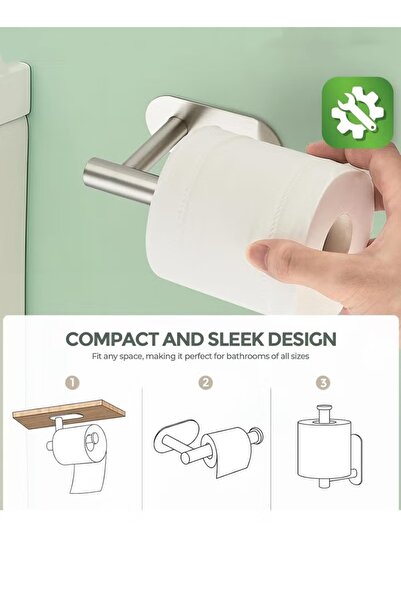 Generic 2Pcs Stainless Steel Toilet Paper Holder Self Adhesive Tissue Holder Wall Mounted No Punching