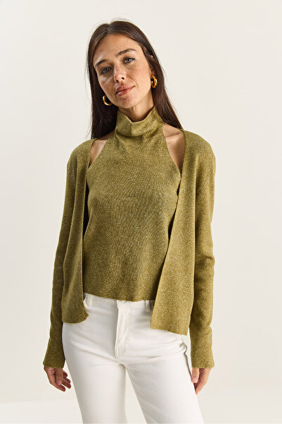 Bianco Lucci Women's Halter Neck Inside Blouse Detailed Cardigan Th251006 60283834