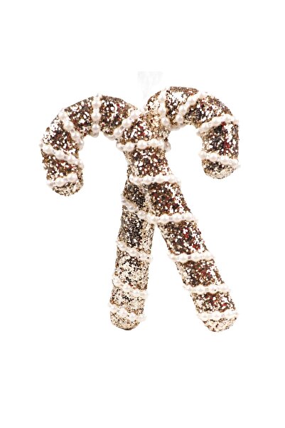 Ritzz Διακοσμητικό στολίδι από ζαχαροπλαστική με λεπτομέρεια από πέρλες και πούλιες χρυσό 16 εκ.