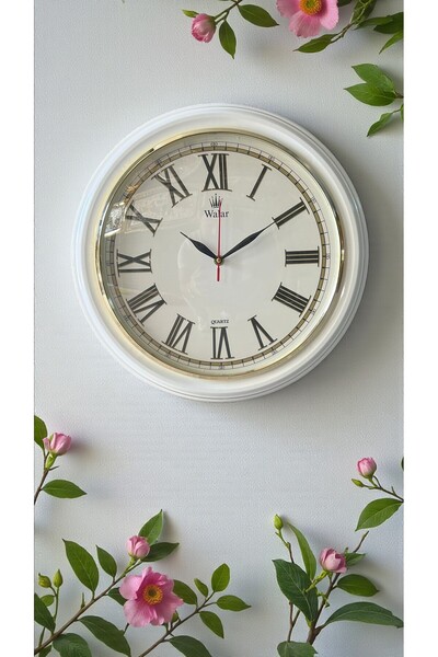 lya luxury Beyaz Kasa Roma Rakamlı Modern Duvar Saati (40cm)