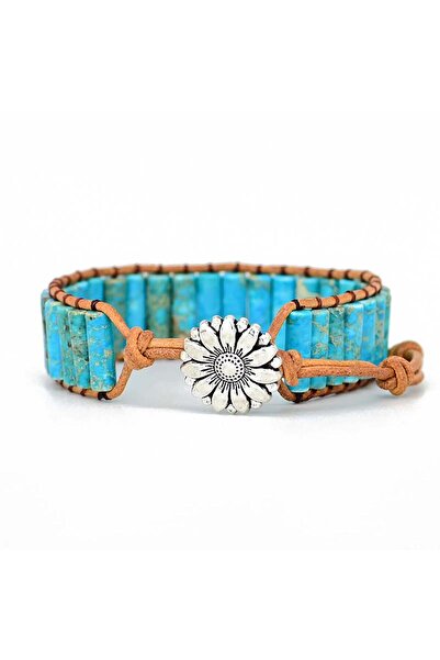 valkyrie Natural Turquoise Stone Bracelet – Handmade Adjustable Braided Leather Design
