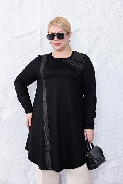 Siyezen Plus Size Silver Gilded Tunic Blouse