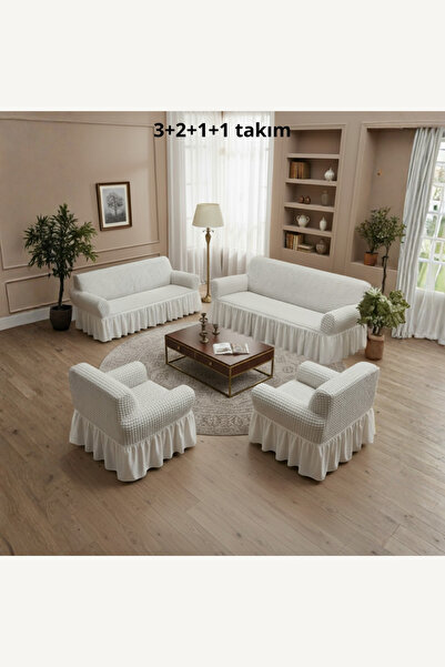 kutlale Bürümcük 3+2+1+1 Koltuk, Kanepe, Çekyat Örtüsü, etekli, Streç, Esnek,...