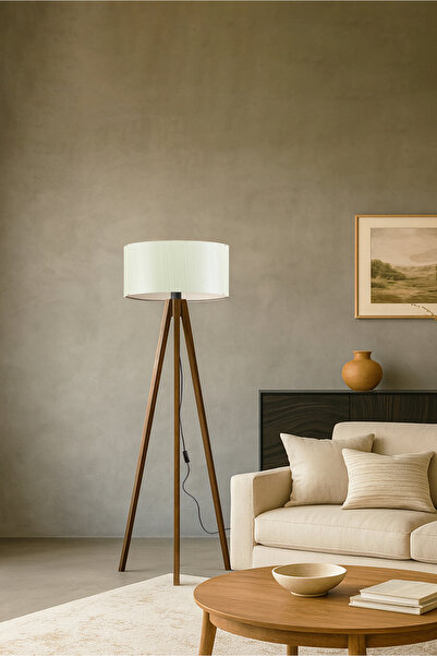 HOMİNG Natural Çizgili Başlık Tripod Lambader 242363