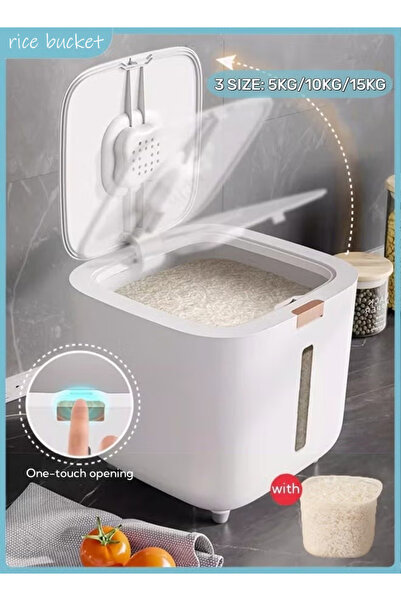 Generic Rice Bucket Sealed Rice Storage Container 5KG/10KG/15KG with Measuring Cup Included