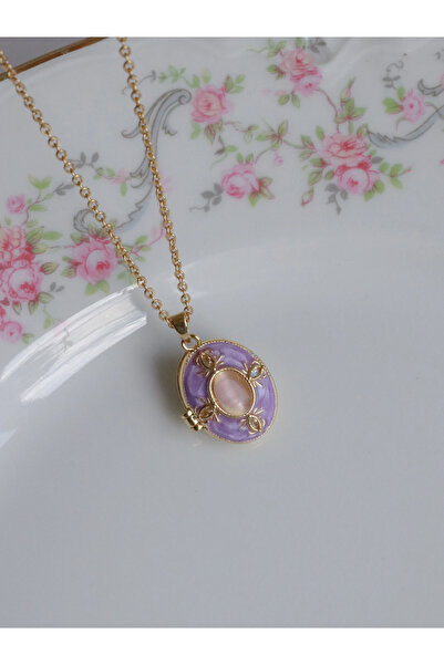 Reorah Collection Purple Crimson Glow Kişiye Özel Fotoğraflı Kapaklı Kolye