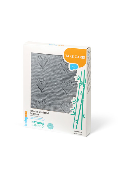 Babyono Knitted bamboo baby blanket grey 1478/02