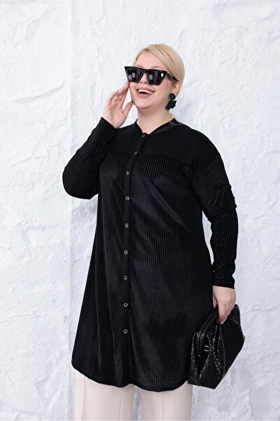 Siyezen Plus Size Velvet Tunic Shirt