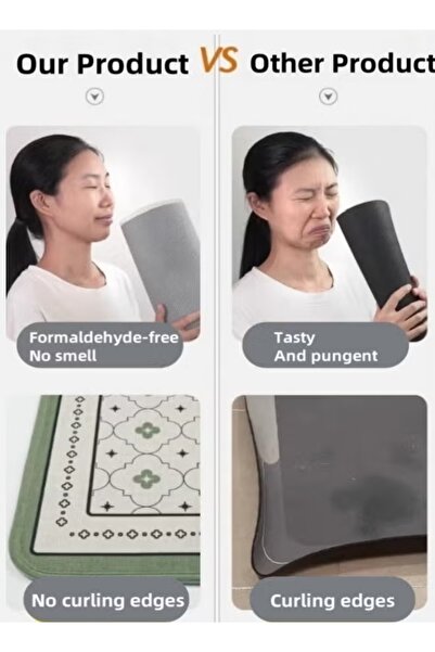 Generic 2PCS Diatom Mud Kitchen Rug Mat 40*60cm+40*120cm Floor Mat Carpet Anti-Slip Super Absorbent