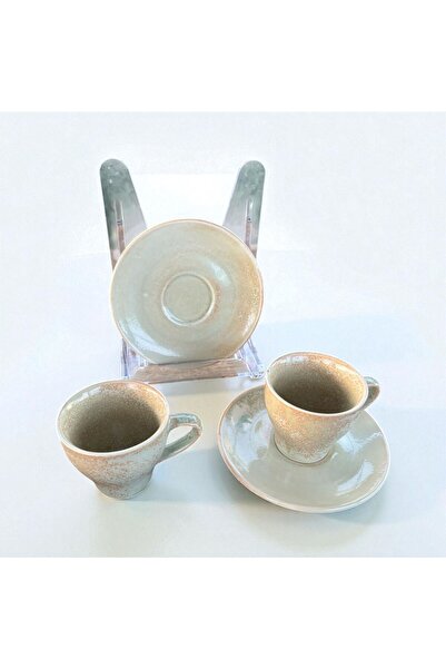 homeınn Rustic Textured Set of 2 Ceramic Coffee Cups – Modern Set in Natural Tones with Handcrafted Look