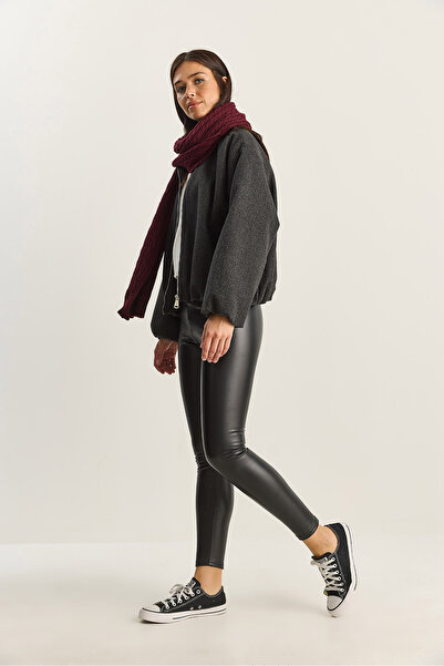 Bianco Lucci Women's Fur Lined High Waist Elastic Faux Leather Leggings 1487 60282040