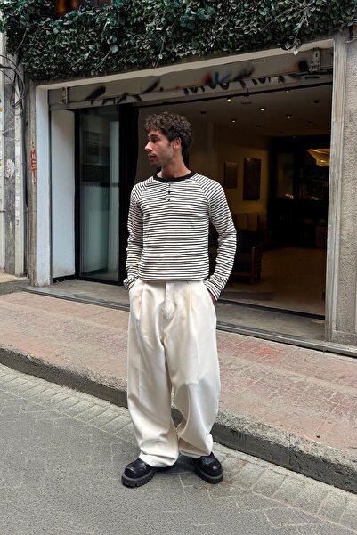 Flaw Wear Buttoned Striped T-Shirt