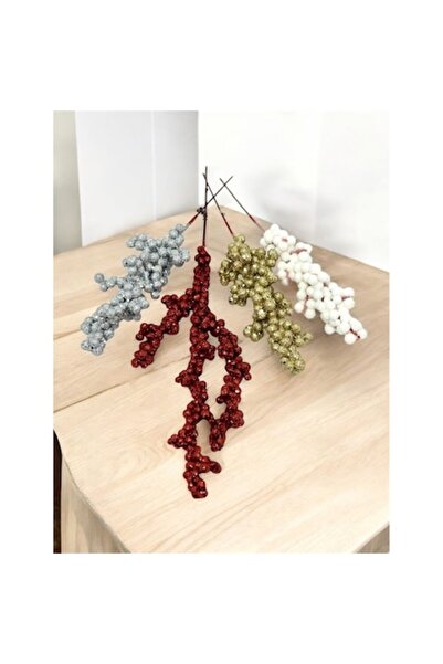 OEM Frozen Cranberry Decorative Christmas Branches - Set of 4 (White, Red, Gold, Silver)