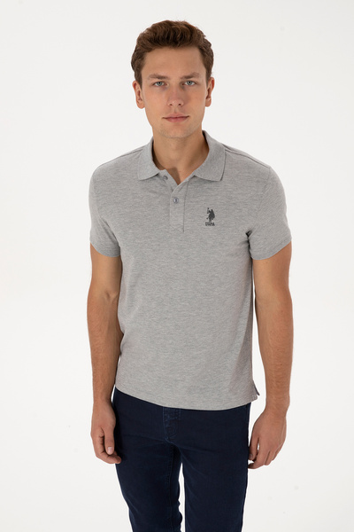 U.S. Polo Assn. Ανδρικό μπλουζάκι σε γκρι μελανζέ βασική γραμμή 50298011-VR086