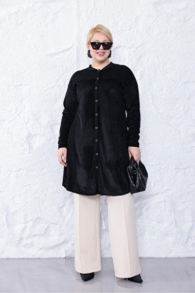 Siyezen Plus Size Velvet Tunic Shirt