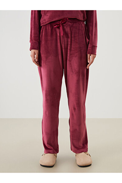 LC Waikiki Dream Burgundy Elastic Waist Velvet Women's Pajama Pants