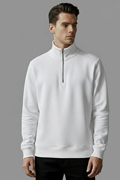 WKM Half Zipper Mock Neck 3-Thread Men's Sweatshirt