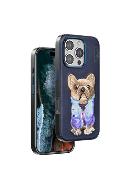 eco port غطاء فينكو لآيفون 16 برو بنمط لطيف - أزرق داكن