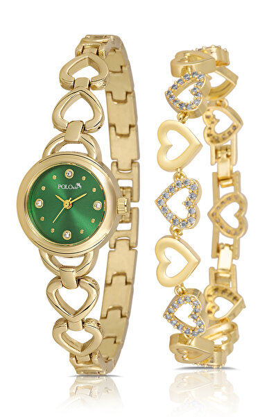 Polo Air ساعة يد نسائية أنيقة بتفاصيل على شكل قلب، سوار معصم على شكل قلب، لون...