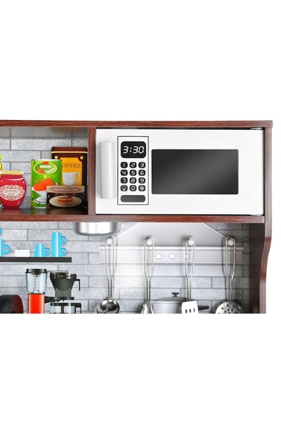 Smart Vibe Fancy Kitchen Wooden Kitchen for Children, 80 cm, Stove, Sink, Accessories, Beige