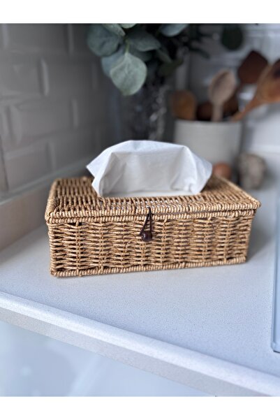 fafa home Rattan Wicker Lid Napkin Holder