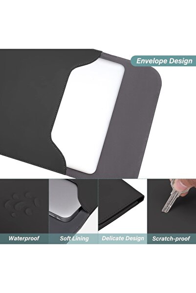 Generic MOSISO Laptop Sleeve Compatible with MacBook Air/Pro 13, Faux Suede Leather Case with Small Bag - Bl