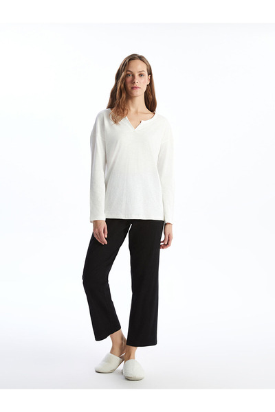 LC Waikiki DREAM Μαύρο μεγάλο μέγεθος ελαστικό στη μέση γυναικείο παντελόνι πιτζάμα