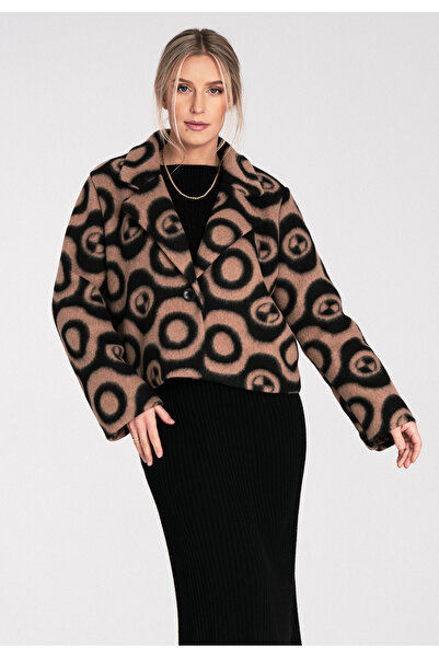 Figl Women's fleece jacket - Collared jacket - Beige jacket M1117 size L/XL