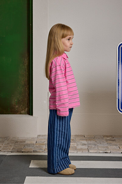 Fahhar Kids Guler polo cu dungi roz