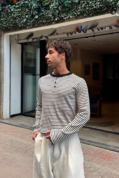 Flaw Wear Buttoned Striped T-Shirt