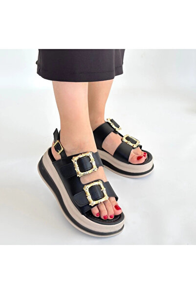 ALFA AKSESUAR 03 Stan Black Skin Sandals