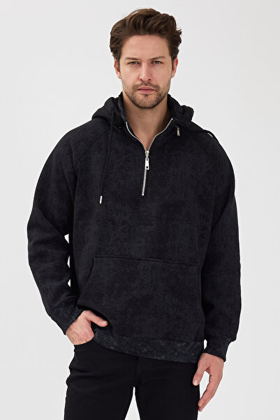 Nord Feu Hanorac pentru bărbați, supradimensionat, cu model uleios, cu glugă ...