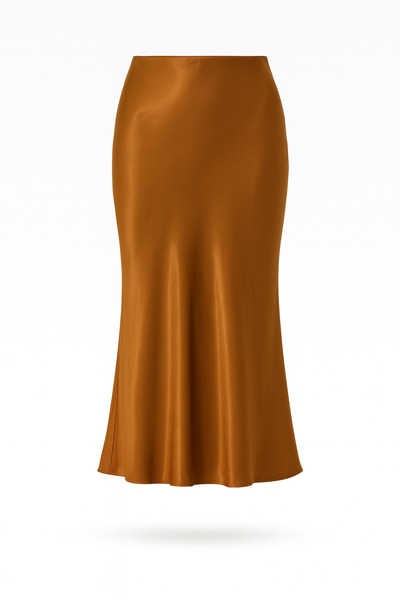 Eight Fashion Women's Brown Satin Long Skirt