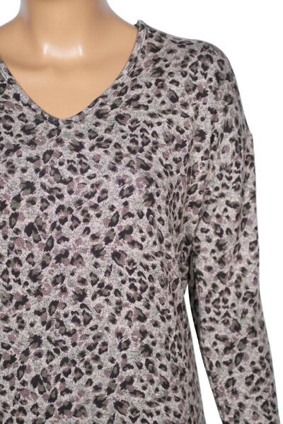 Barem Women's Lina Plus Size Winter V-Neck Soft Coffee Blouse D08