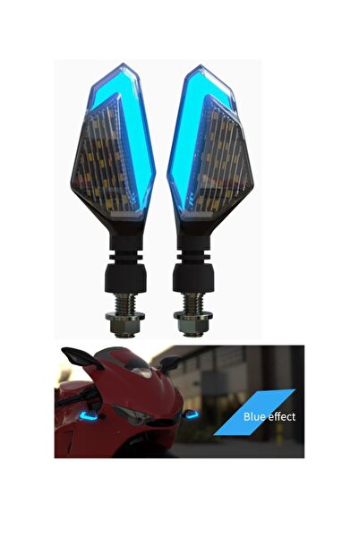 Trendy's Semnalizator LED pentru motocicletă, lumină galbenă și albastră, 12V...