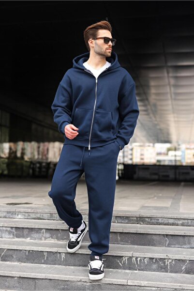 Madmext Σετ αθλητικής φόρμας με διπλό φερμουάρ με κουκούλα E7345