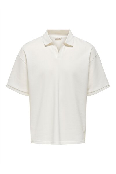 ONLY Onscali Loose Ss Resort Polo Art Men's Cloud Dancer Polo - 22033661