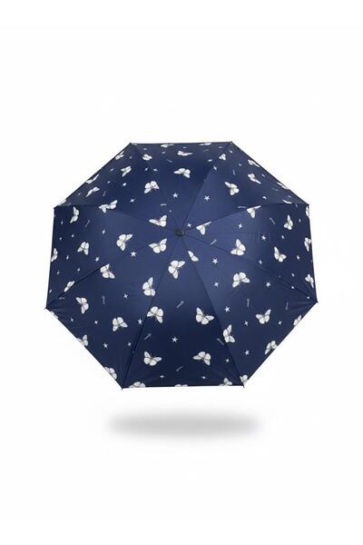 Libra Kelebek Desenli, Ultra Hafif ve UV Korumalı Katlanır Şemsiye